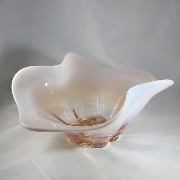 Vintage Duncan Miller Canterbury Opalescent Pink Bowl Hand Blown Art Glass MCM - Picture 3 of 8